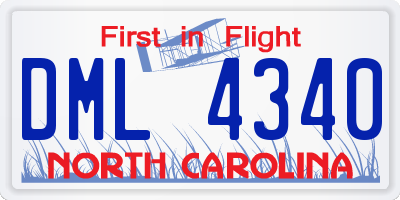 NC license plate DML4340