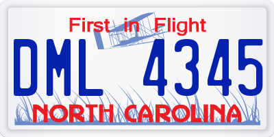 NC license plate DML4345