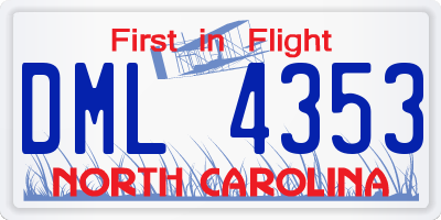 NC license plate DML4353