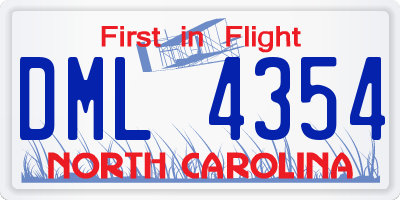 NC license plate DML4354