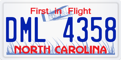 NC license plate DML4358
