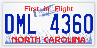 NC license plate DML4360