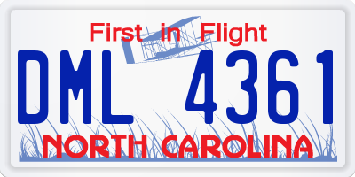 NC license plate DML4361