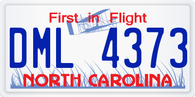 NC license plate DML4373