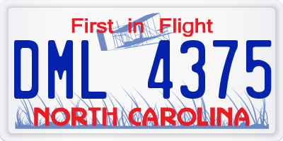 NC license plate DML4375