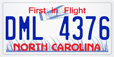 NC license plate DML4376