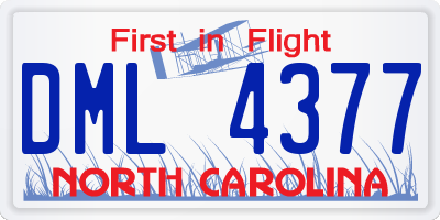 NC license plate DML4377
