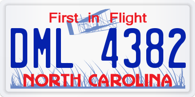 NC license plate DML4382