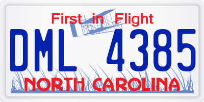 NC license plate DML4385
