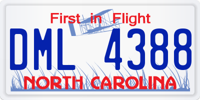 NC license plate DML4388