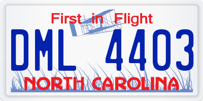 NC license plate DML4403