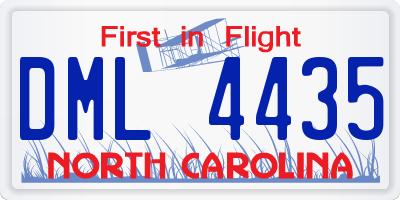 NC license plate DML4435