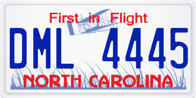 NC license plate DML4445