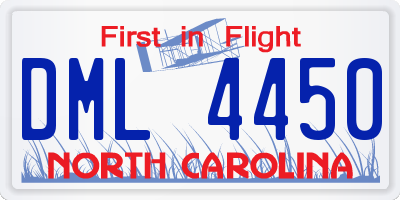 NC license plate DML4450