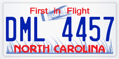 NC license plate DML4457