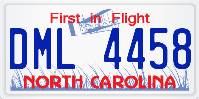 NC license plate DML4458