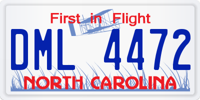 NC license plate DML4472