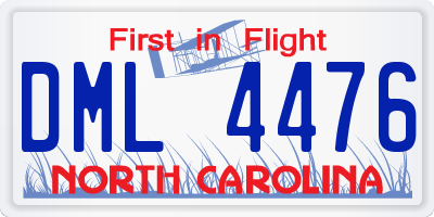 NC license plate DML4476