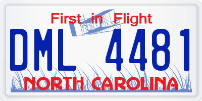 NC license plate DML4481