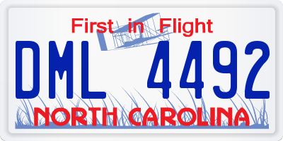 NC license plate DML4492