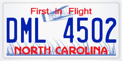 NC license plate DML4502