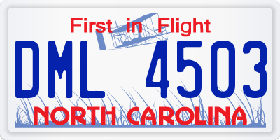 NC license plate DML4503