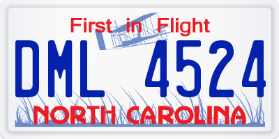NC license plate DML4524