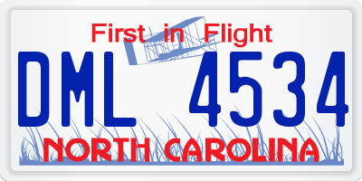 NC license plate DML4534