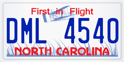 NC license plate DML4540