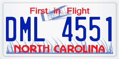NC license plate DML4551
