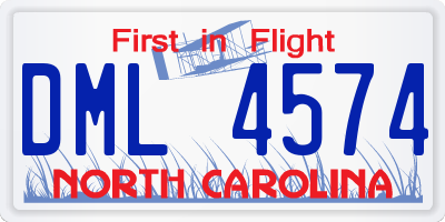NC license plate DML4574