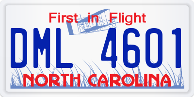 NC license plate DML4601