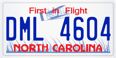 NC license plate DML4604