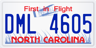 NC license plate DML4605