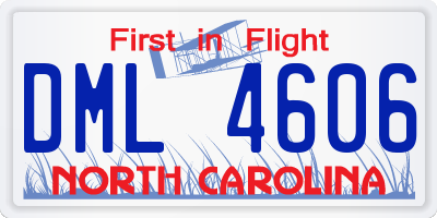 NC license plate DML4606