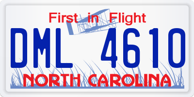 NC license plate DML4610
