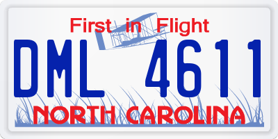 NC license plate DML4611
