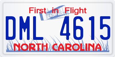 NC license plate DML4615