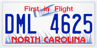 NC license plate DML4625