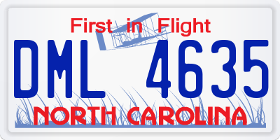 NC license plate DML4635