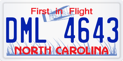 NC license plate DML4643