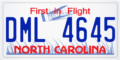 NC license plate DML4645