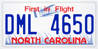 NC license plate DML4650