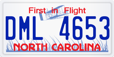 NC license plate DML4653