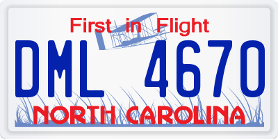 NC license plate DML4670