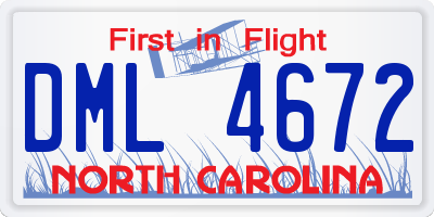 NC license plate DML4672