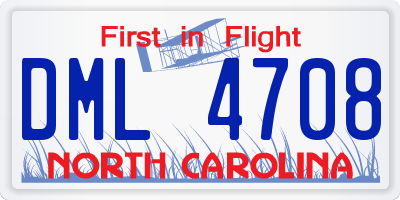 NC license plate DML4708