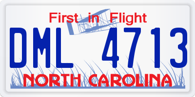 NC license plate DML4713