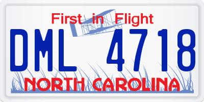 NC license plate DML4718