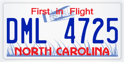 NC license plate DML4725